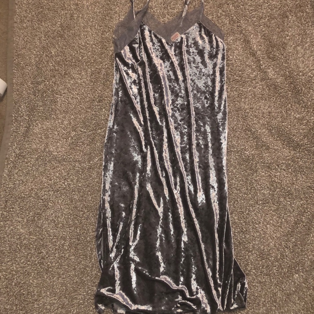 Long silver velvet dress